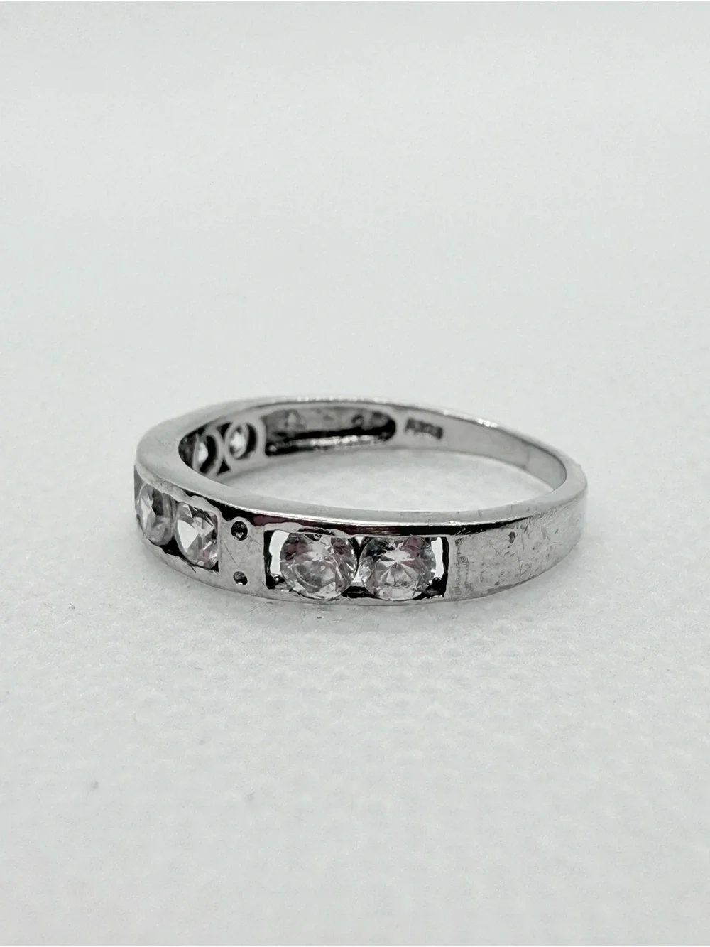 Sterling 925 Silver CZ Channel-Set Band Ring - Clear